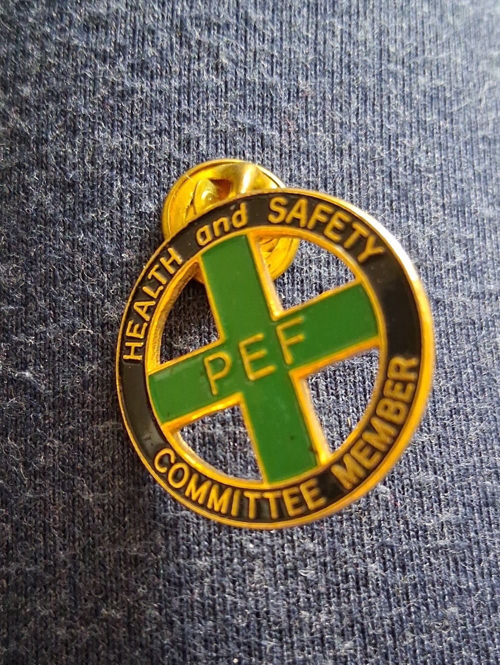 PEF Health & Safety Committee Member Enamel Pin - Green Cross